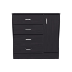 English Elm Katie Four Drawer One Door Dresser in Dark Kronos Wengue — Space-Saving Modern Organizer with Smooth-Glide Storage B070P337104