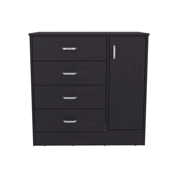 English Elm Katie Four Drawer One Door Dresser in Dark Kronos Wengue — Space-Saving Modern Organizer with Smooth-Glide Storage B070P337104