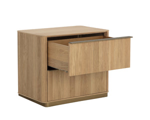 Sunpan Kalla Nightstand - Elegant Design with Steel Base, Soft Closing Drawers & Unique Wood Character Rustic Oak