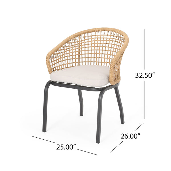 English Elm Christopher Knight Home® - ARIAS Light Brown PE Rattan Club Chair Set of 2 – Boho Curved Back, Water‑Resistant Cushions, Iron Frame 65763.00PELBRN