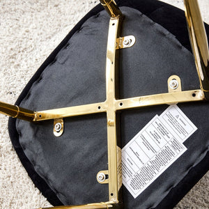 English Elm A set of 6 dining chairs Black velvet with gold legs, modern medieval spoon‑shaped cushioned side seats, easy assemble W1512P406621