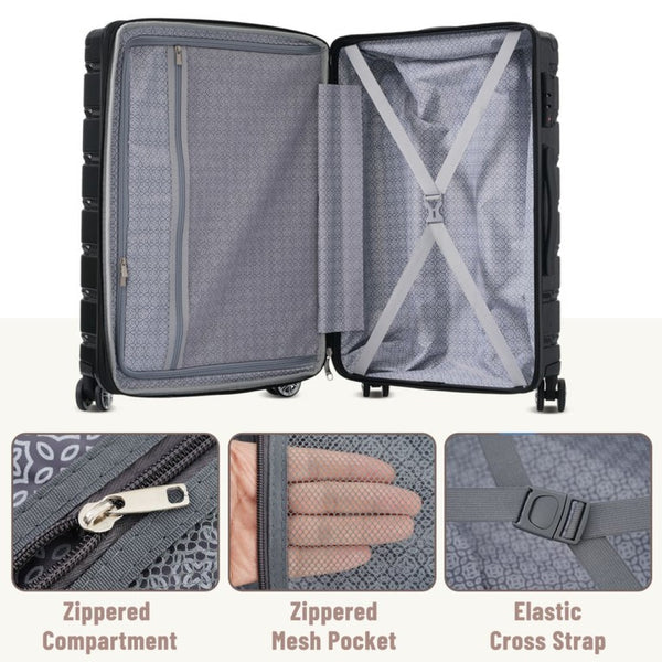 English Elm Hardshell 3 Piece Travel Set with Spinner Wheels Abs Pc Suitcase for Easy Airport Rolling N730P245304B