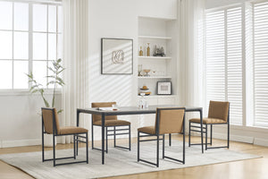 English Elm Modern Upholstered Dining Chairs Set of 2 with Linen-Like Fabric, High-Resilience Foam and Metal Frame Elegant Comfort Coffee W1249P257009