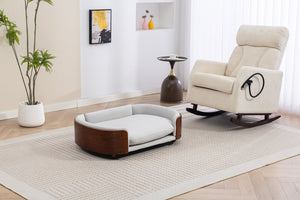 English Elm Scandinavian Elevated Dog Bed Luxury Pet Sofa with Walnut Bent Wood Back Velvet Gray, Large Size W794P366327