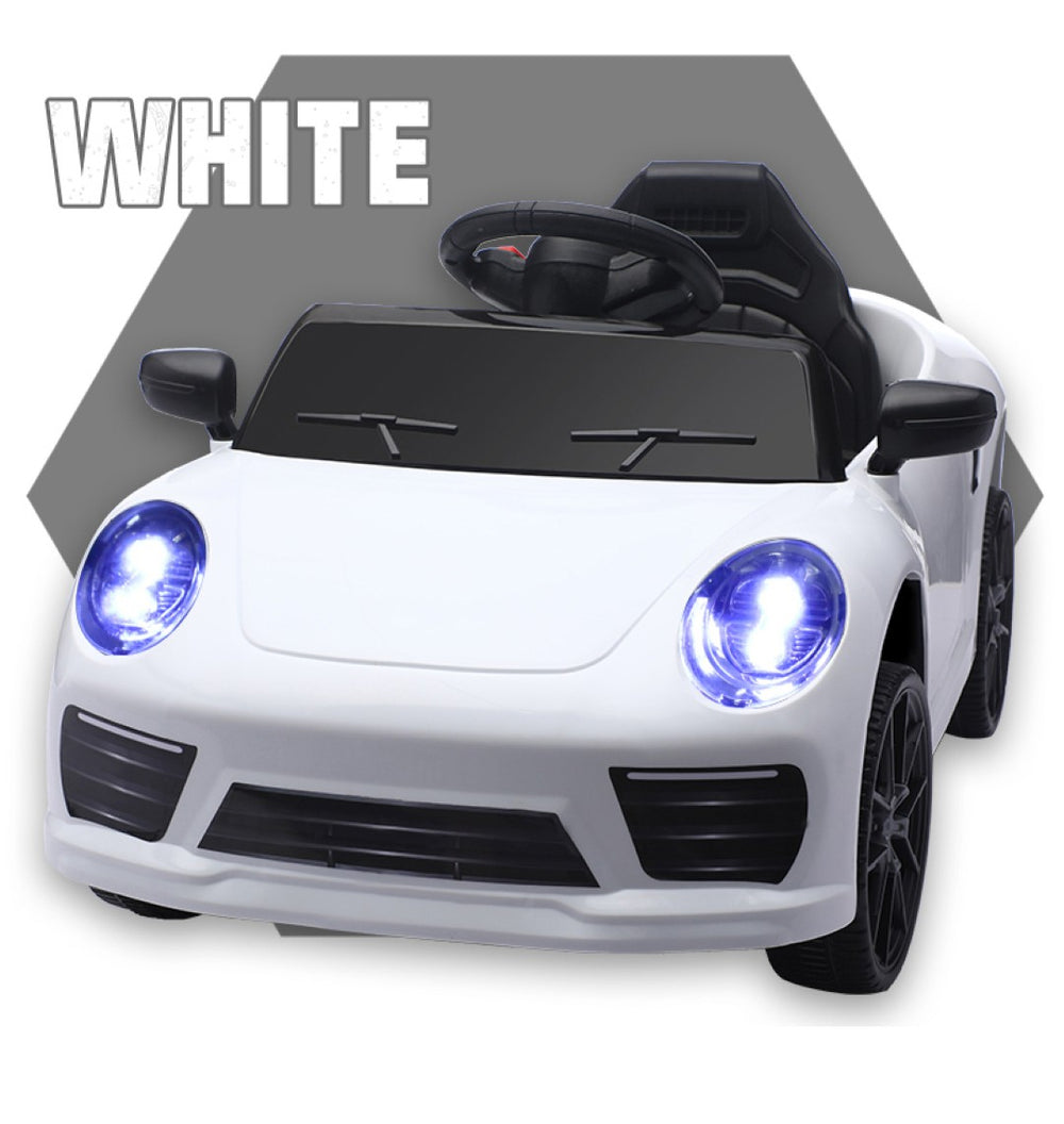 English Elm Ride on Electric Sports Car for Kids 12v Dual Motor with Remote Swing and Led Lights White W1760P358694