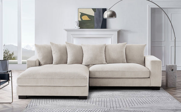 English Elm Luxe Oversized Two-Piece Left Facing Sectional Sofa In Ivory Corduroy – Stylish, Comfort & Versatile! B2735S00005