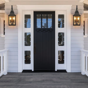 English Elm 23"(H) Vintage Black Outdoor Wall Lantern 2-Pack - Weatherproof Metal Sconce with Clear Seeded Glass W1340110431