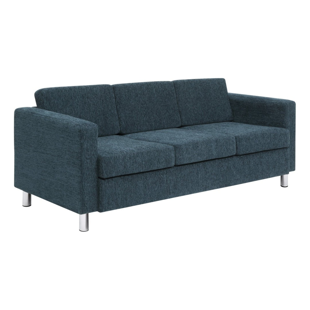 OSP Home Furnishings Pacific Modern 3-seater Sofa with Chrome Legs and Performance Fabric for Contemporary Living Navy PAC53-S76