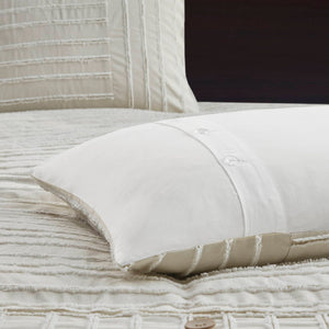 JLA Home Madison Park Signature - Oversized Cotton Jacquard Comforter Set with Removable Duvet Insert, Euro Shams & Decorative Pillows Ivory MPS10-497