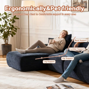 English Elm 105'' Modular Sectional with Washable Woven Cover Convertible L-shape Living Room Sofa W3565S00017
