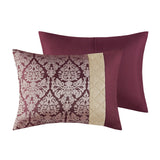 Madison Park Lily Traditional 6 Piece Jacquard Comforter Set with Throw Pillows MP10-8409 Plum