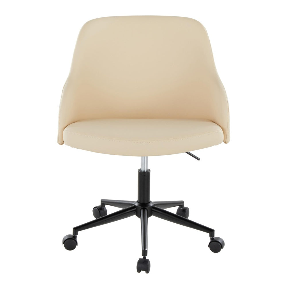 English Elm Office Chair Mid Century Modern Walnut Wood Faux Leather Seat with Swivel Base B202P474171