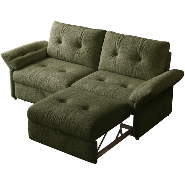 English Elm This Chenille Convertible Sofa Bed Seats Three and Unfolds Flat for Guests Easily Green W3820S00044
