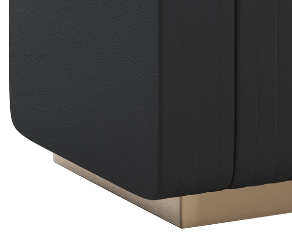 Sunpan Odette Modern Bench with Chic Block Design and Antique Brass Stainless Steel Base for Stylish Spaces Maven Black
