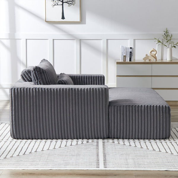 English Elm 75-Inch Corduroy Sponge Lounge Chair - Modern Sleeper Recliner With Footrest, No Assembly Needed! W834P206097