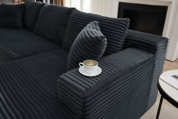 English Elm L-Shaped Cloud Sectional Sofa - Deep Seat Comfort, No Assembly, Durable Corduroy For Modern Living Spaces W2339P294922