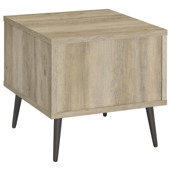English Elm Balboa Distressed Pine 2-Piece Coffee & End Table Set with Gray Drawer, Open Cubby, Tapered Legs B062S01311