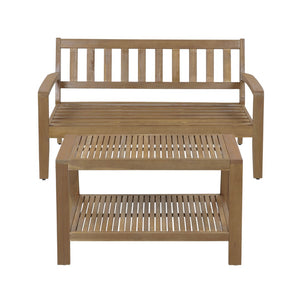English Elm 2-piece Outdoor Acacia Wood Loveseat Set with Water-resistant Cushions for Patio Decks 57976.00SETFGRY_57976.00SETCUSH-DTSKIN