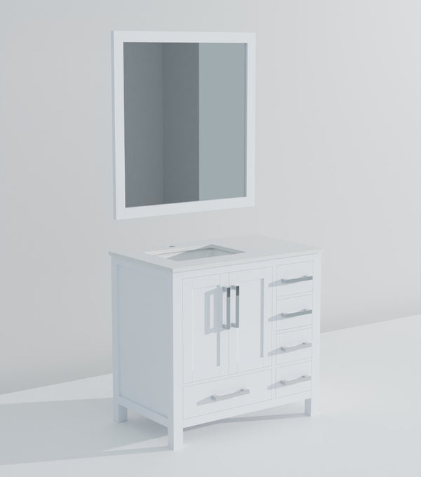 English Elm White Bath Vanity With Cultured Marble Top & 34" Mirror - Stylish Storage For Elegant Bathrooms B2731S00780-GIGA