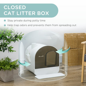 English Elm Pawhut Covered Cat Litter Box With Lid, Odor Control, Easy Clean Design For Indoor Cats & Kittens W2225P200610-GIGA