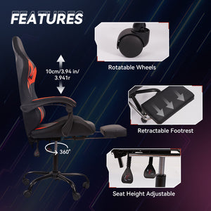 English Elm Gaming Chair Black-Red - Ergonomic Pu Seat With Rgb Lighting, Adjustable Armrests & Comfort Boost T3950P374483
