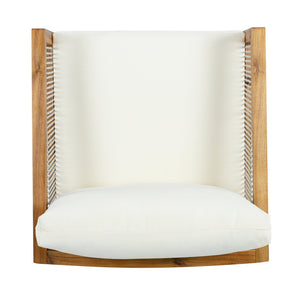 English Elm Outdoor Acacia Wood Club Chairs Set of 2 with Rope Back and Weather Resistant Cushions Beige,Teak N768P408130T_2