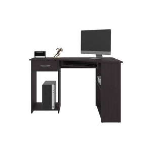 English Elm Sturgeon L-shaped Corner Desk with Drawers Shelves Melamine Wengue Home Office B097P407603