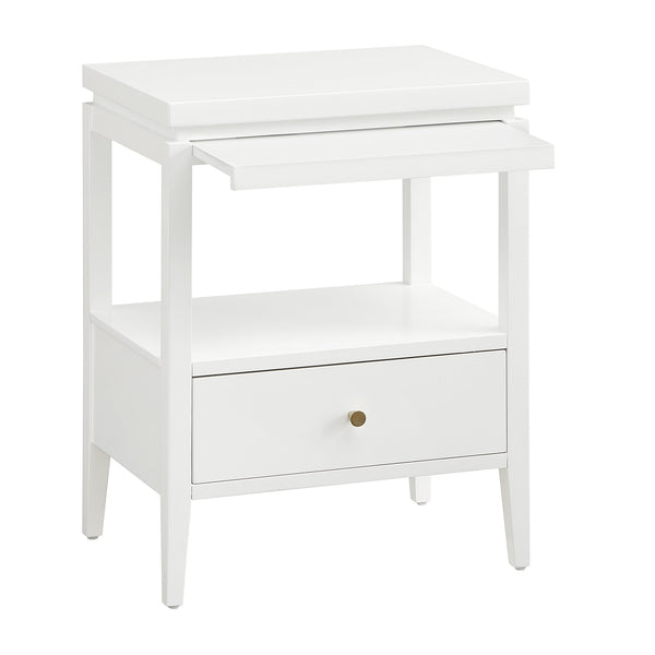 English Elm Olana Floating Top 1-Drawer Nightstand in White — Modern Solid Wood Nightstand with Hidden Tray, Gold Pull, Shelf B050P376963