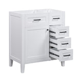 English Elm 30" Bathroom Vanity Without Sink, Cabinet Base Only, Bathroom Cabinet With Drawers, Solid Frame and Mdf Board, White