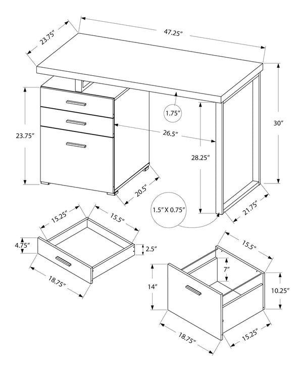 English Elm Computer Desk For Home Office - Reversible Setup, Integrated Storage, Modern Design, Easy Assembly B2710P219873