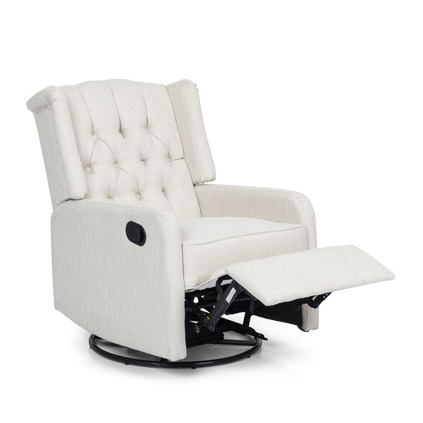 English Elm Christopher Knight Home® - Classic Linen Recliner Chair with 360° Swivel and Manual Recline, Durable Frame, Cozy Upholstery Beige 66842.00BGE