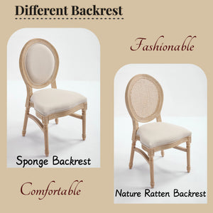 English Elm French Country Dining Chairs Set Of 2 - Upholstered Rattan Back, Stackable, Elegant For Any Space W3426P322684