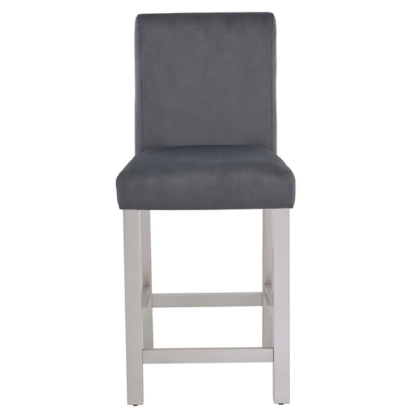 English Elm Counter Height Chairs Set of 4 – Silver Grey Flannelette Upholstery, Ergonomic High Back, 330lb Capacity, Solid Wood Legs W1998P266884