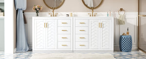 English Elm 72'' Modern Bathroom Vanity Set With Ceramic Sink, Solid Wood Frame, Soft-Close Drawers & Doors N710SS00013K
