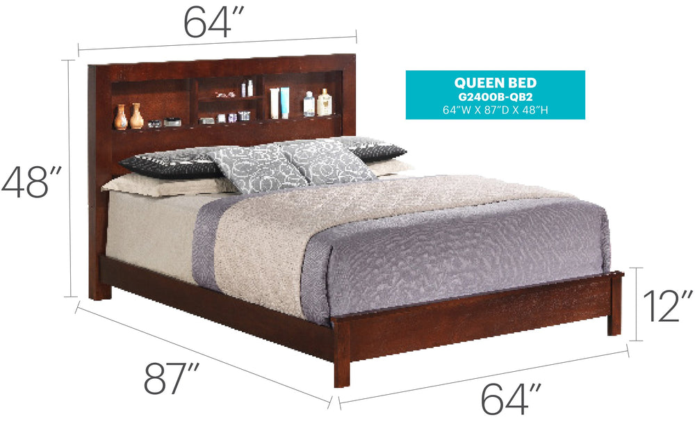 English Elm Elegant Cherry Transitional Queen Bed - Timeless Design, Sturdy Construction & Space-Saving Style B078S00227