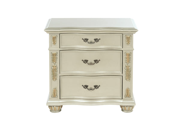 English Elm Lyon G07100-N Nightstand with Velvet-Lined Top Drawer, 3 Smooth-Glide Drawers, Ready-to-Use Wood Piece Champagne 36 L x 21 W x 33 H B078P301589