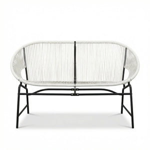 English Elm Condessa Outdoor Pe Rattan Loveseat Iron Frame Weather Resistant Patio Seating White N775P423051W