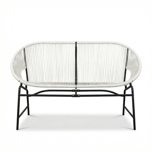 English Elm Condessa Outdoor Pe Rattan Loveseat Iron Frame Weather Resistant Patio Seating White N775P423051W