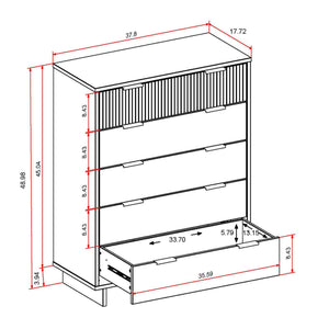 English Elm Granville 38" Black Chest - 5-Drawer Storage With Glam Hardware, Contemporary Design & Solid Wood B365S00081