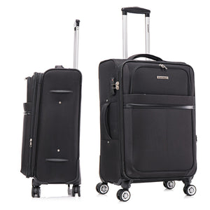 English Elm 3-piece Soft Shell Luggage Set with Swivel Wheels Telescopic Handle and Password Lock Black T3292P343134
