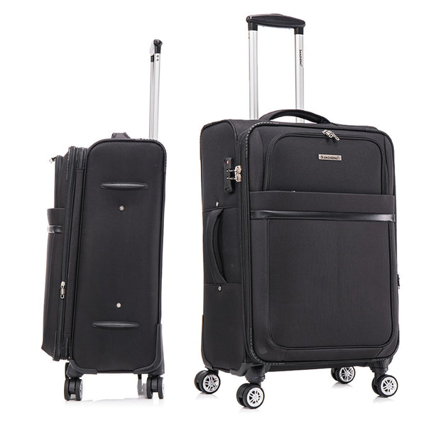 English Elm 3-piece Soft Shell Luggage Set with Swivel Wheels Telescopic Handle and Password Lock Black T3292P343134