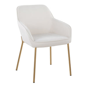 English Elm Contemporary Bucket Chair Set of 2 Cream Velvet Upholstered with Slim Black Metal Legs B202S01343