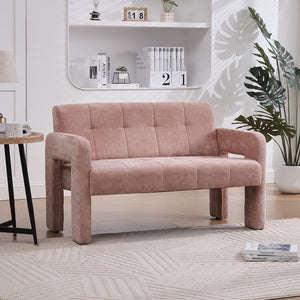 English Elm Nordic Ergonomic Double Armchair Upholstered Chenille Two-Seater Sofa 550lb Capacity Compact Lounge Chair Pink W395P380535