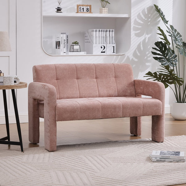 English Elm Nordic Ergonomic Double Armchair Upholstered Chenille Two-Seater Sofa 550lb Capacity Compact Lounge Chair Pink W395P380535