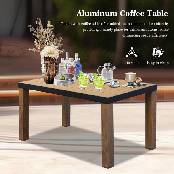 English Elm Aluminum Outdoor Conversation Set Pe Wicker 4 Piece Patio Sofa with Quick Dry Cushions W1859S00179