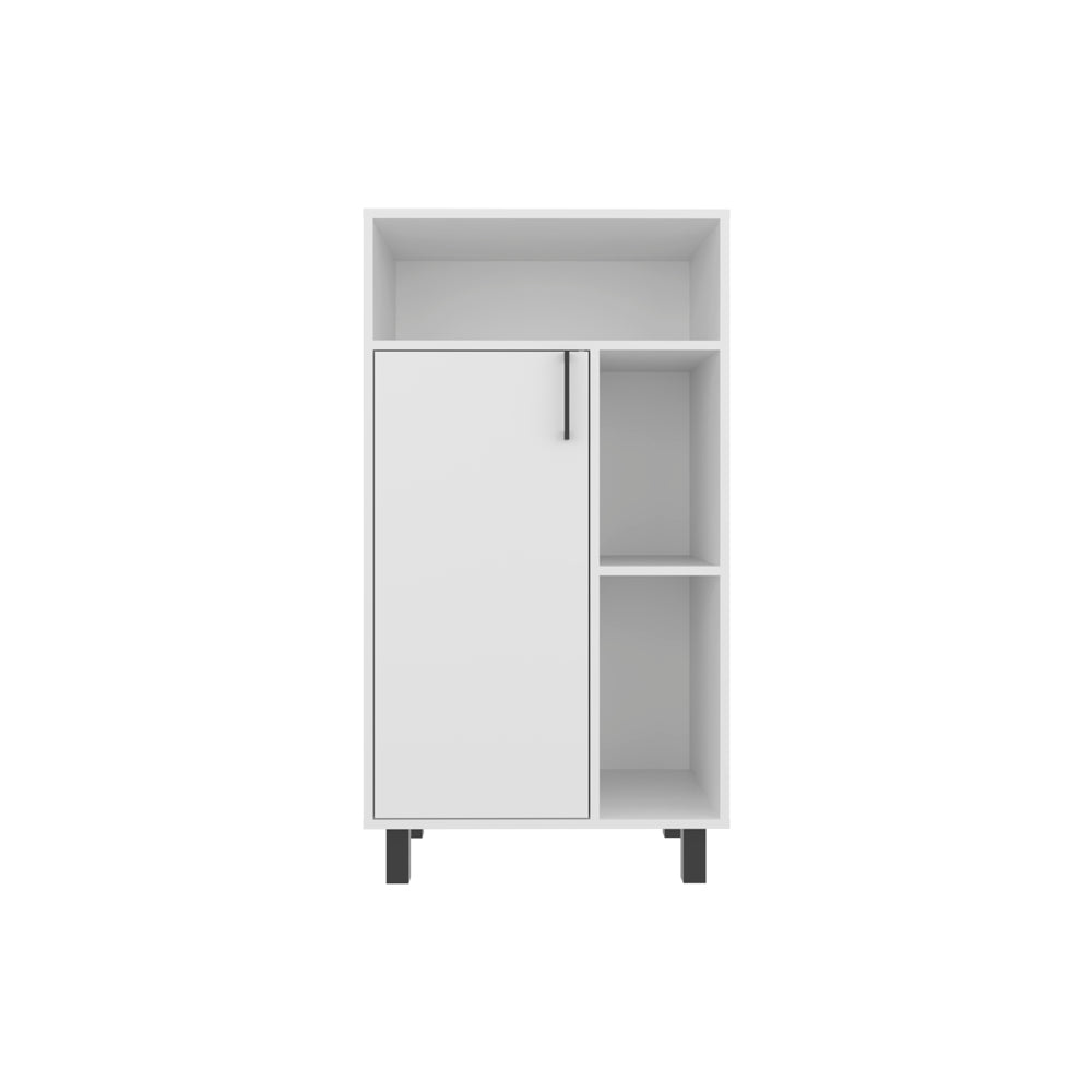 English Elm Lakin Modern Shoe Rack Storage Bench with Cabinet & Cubbies, White Engineered Wood Organizer B092P315576