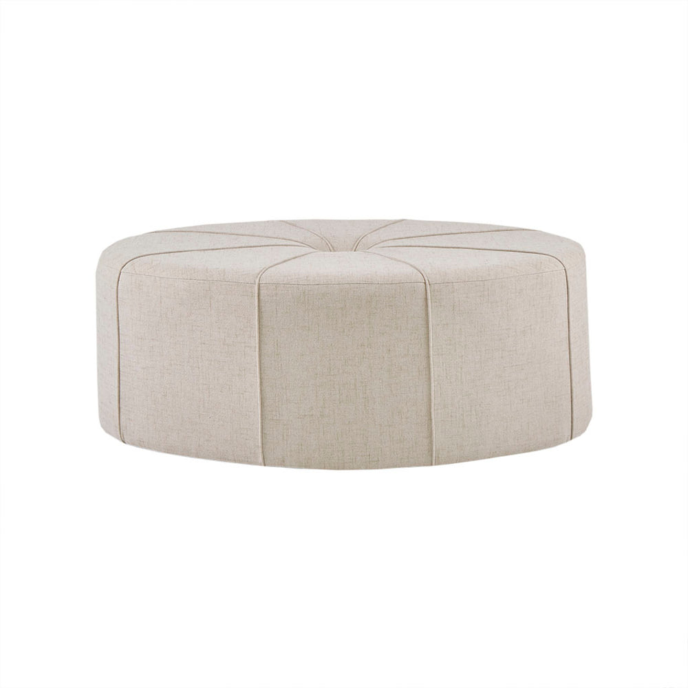 JLA Home Madison Park - Oval Oversized Tufted Ottoman in Cream Melange Fabric — Versatile Seating, Footrest, Low Coffee Table MP101-0712