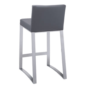 Sunpan Architect Contemporary Barstool with Polished Stainless Steel Base for Urban Dining Spaces Grey