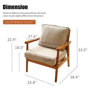 English Elm Cute Fabric Armchair Solid Wood Frame Compact Upholstered Seat for Bedroom or Apartment Grey W2105P420766