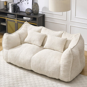 English Elm Soft Plush Foam Beanbag Chair for Two People, Square Recliner Sofa With Superfiber Comfort Embrace Beige W1996P252271